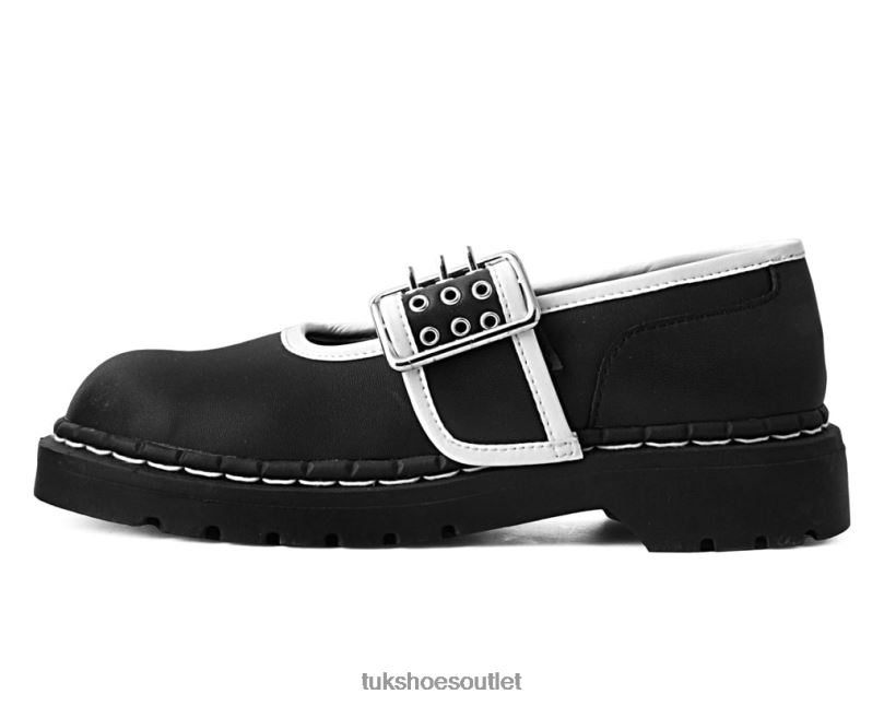 T.U.K. Footwear Trim 3-Prong Anarchic Mary Jane Women Black/White Footwear HP228183