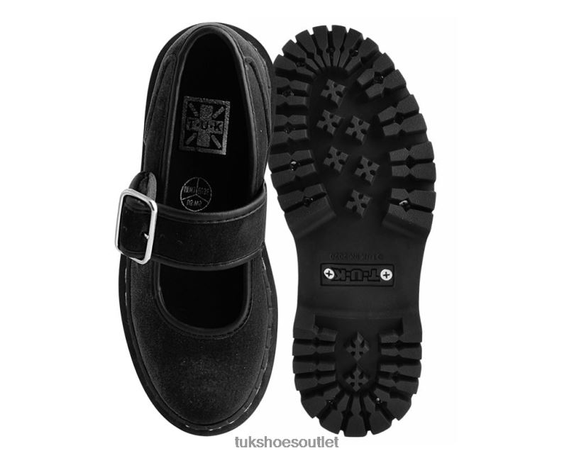 T.U.K. Footwear Velvet Double Decker Mary Jane Women Black Footwear HP228165