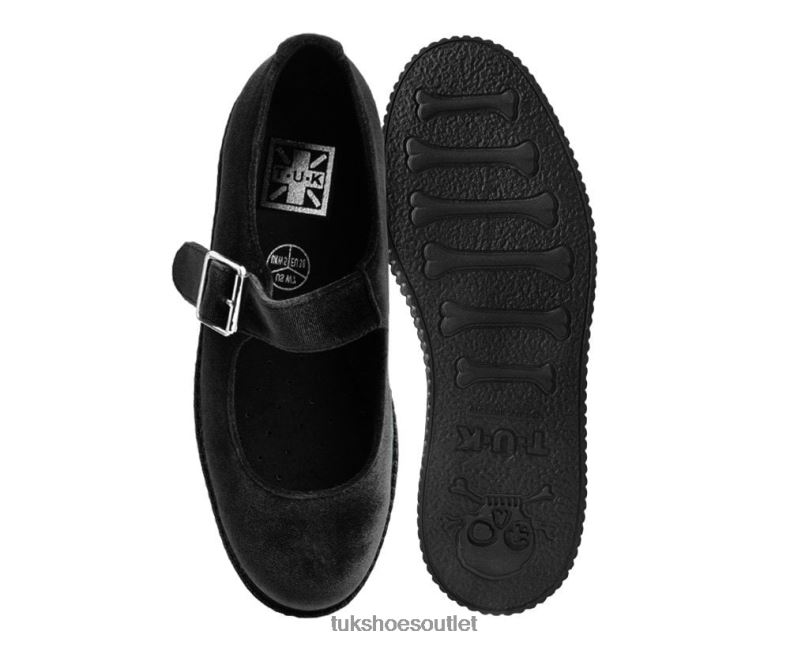 T.U.K. Footwear Velvet Viva Low Mary Jane Women Black Footwear HP228188