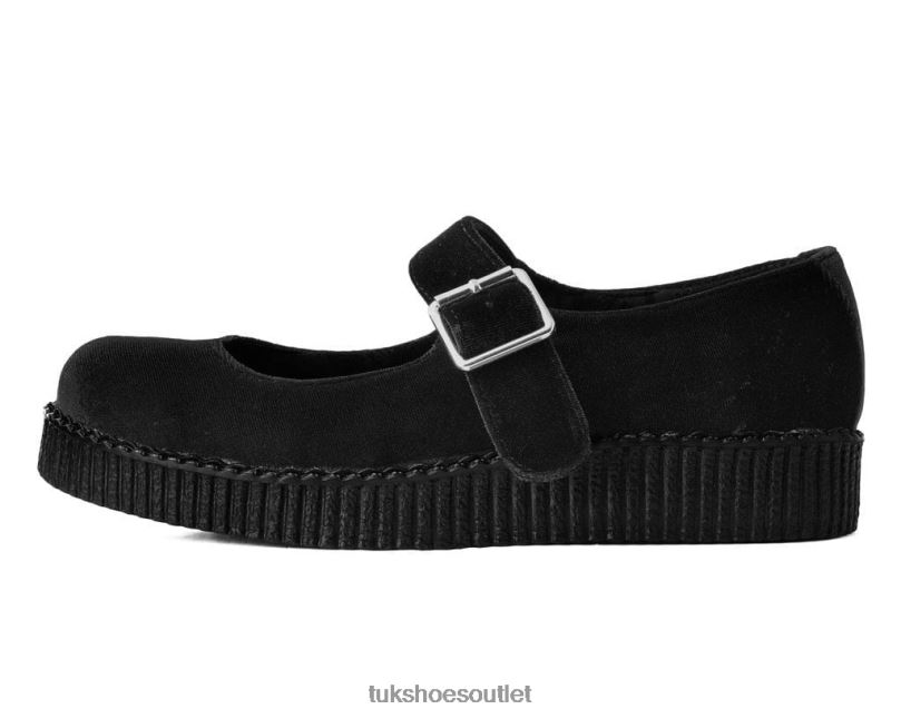 T.U.K. Footwear Velvet Viva Low Mary Jane Women Black Footwear HP228188