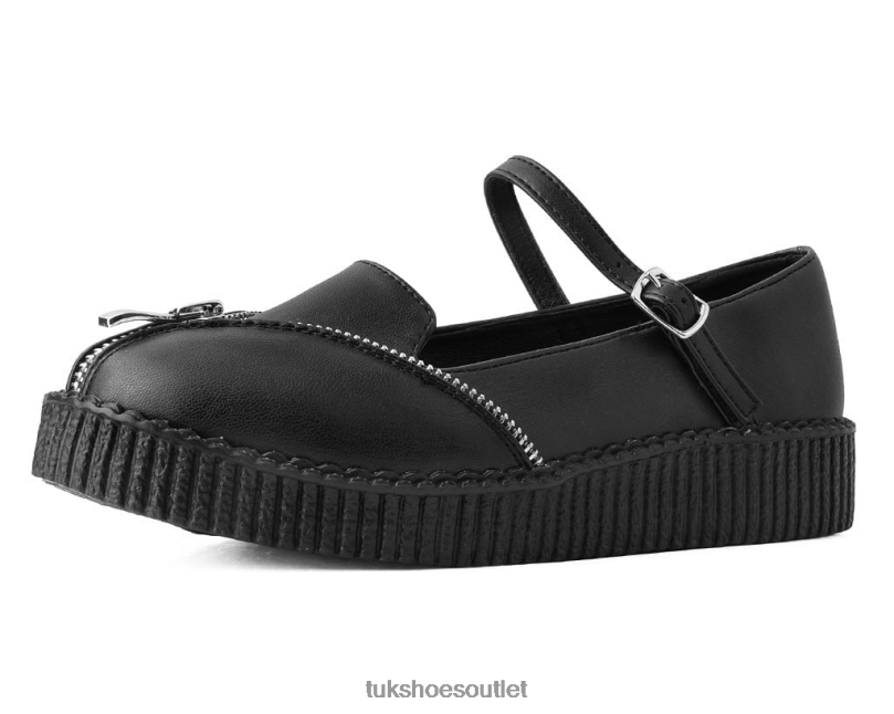 T.U.K. Footwear Zipper Viva Low Mary Jane Women Black Footwear HP228140