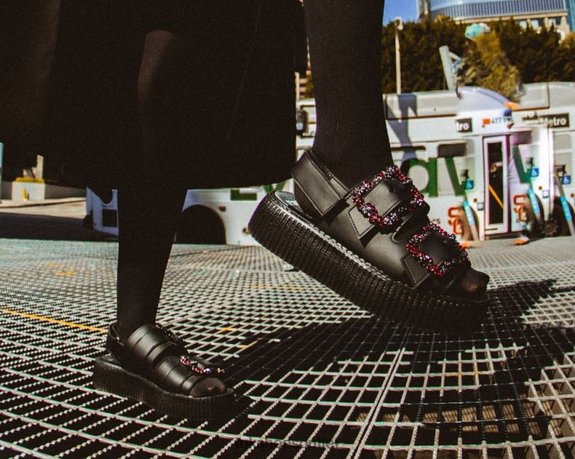 T.U.K. Footwear 2-Buckle Diamond Sandal Women Black Footwear HP228300