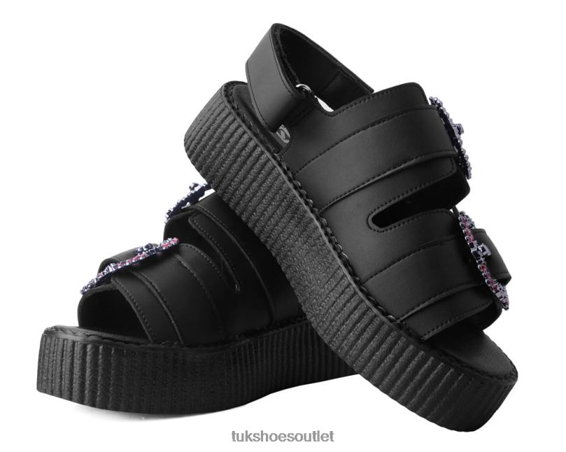 T.U.K. Footwear 2-Buckle Diamond Sandal Women Black Footwear HP228300
