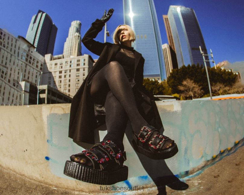 T.U.K. Footwear 2-Buckle Diamond Sandal Women Black Footwear HP228300