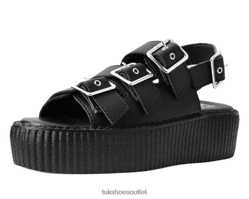 T.U.K. Footwear 3-Buckle Mondo Sandal Women Black Footwear HP228304