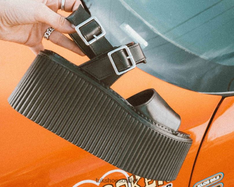 T.U.K. Footwear Brush-Off Strato Sandal Women Black Footwear HP22878