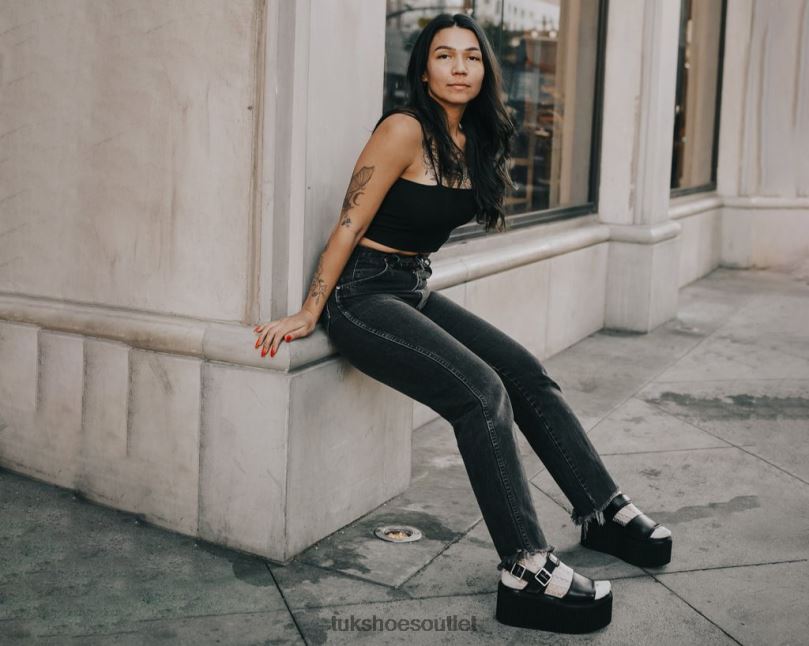 T.U.K. Footwear Brush-Off Strato Sandal Women Black Footwear HP22878