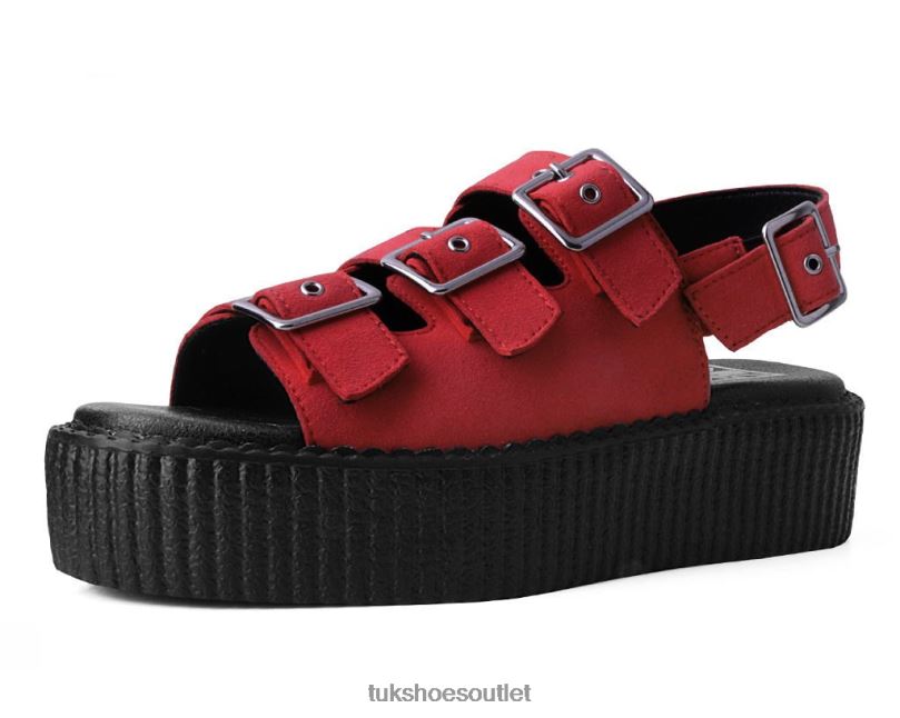 T.U.K. Footwear Faux Suede 3-Buckle Mondo Sandal Women Ginger Footwear HP228305