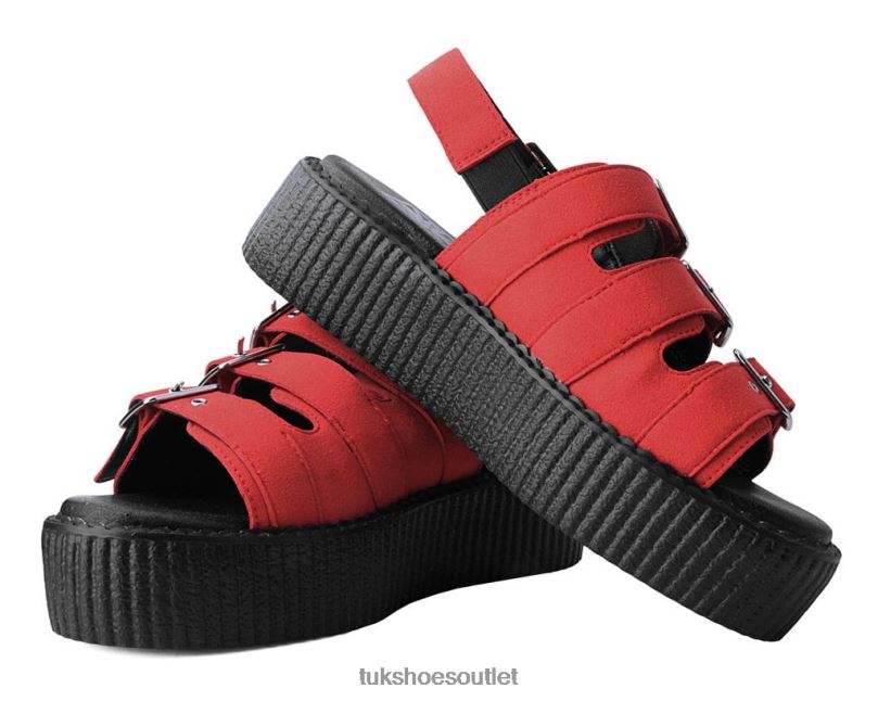 T.U.K. Footwear Faux Suede 3-Buckle Mondo Sandal Women Ginger Footwear HP228305