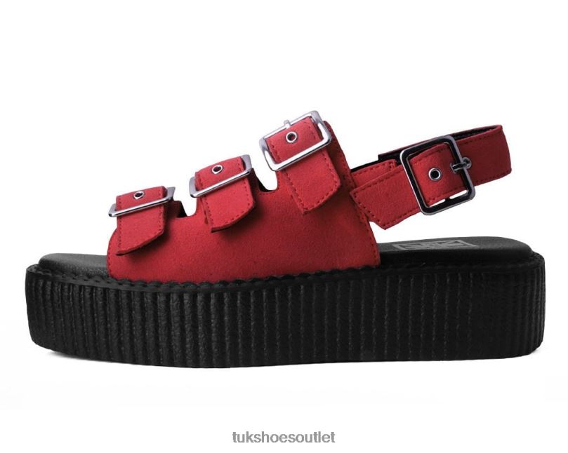 T.U.K. Footwear Faux Suede 3-Buckle Mondo Sandal Women Ginger Footwear HP228305