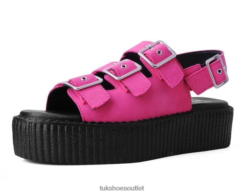 T.U.K. Footwear Faux Suede 3-Buckle Mondo Sandal Women Pink Footwear HP228301