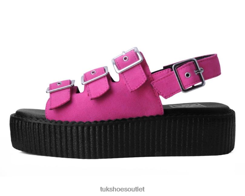 T.U.K. Footwear Faux Suede 3-Buckle Mondo Sandal Women Pink Footwear HP228301