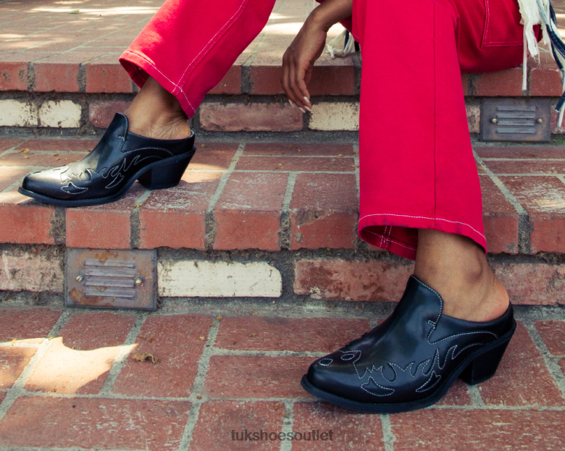 T.U.K. Footwear Flame Western Mule Women Black Footwear HP228209