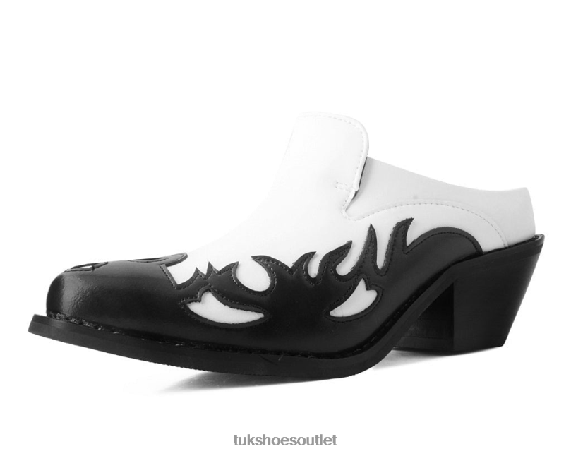 T.U.K. Footwear Flame Western Mule Women Black/White Footwear HP228217