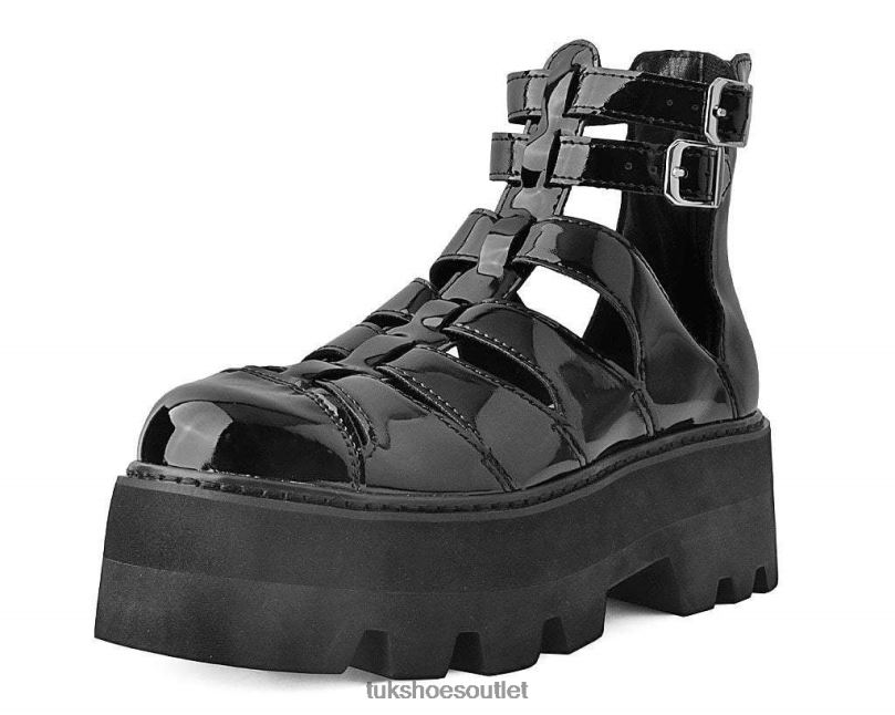 T.U.K. Footwear Patent Gladiator Dino Lug Sandal Women Black Footwear HP228223
