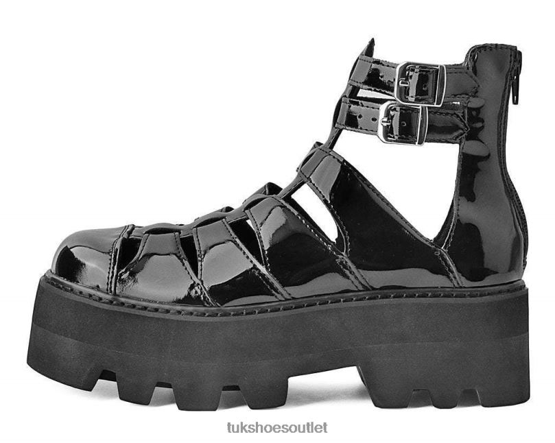 T.U.K. Footwear Patent Gladiator Dino Lug Sandal Women Black Footwear HP228223