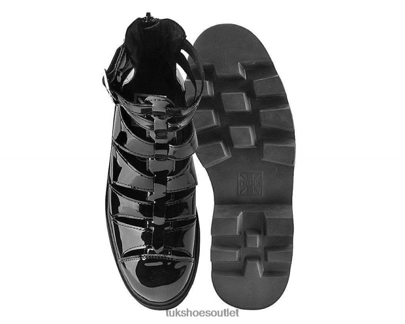 T.U.K. Footwear Patent Gladiator Dino Lug Sandal Women Black Footwear HP228223