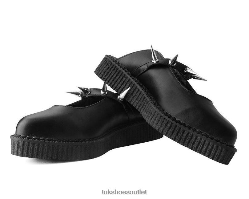 T.U.K. Footwear Spike Strap Pointed Mule Women Black Footwear HP228179