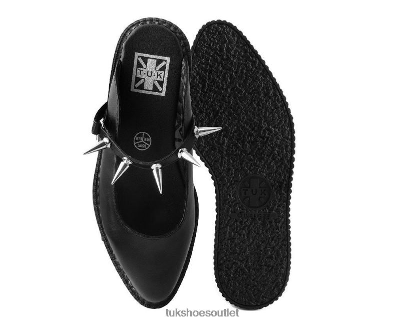 T.U.K. Footwear Spike Strap Pointed Mule Women Black Footwear HP228179