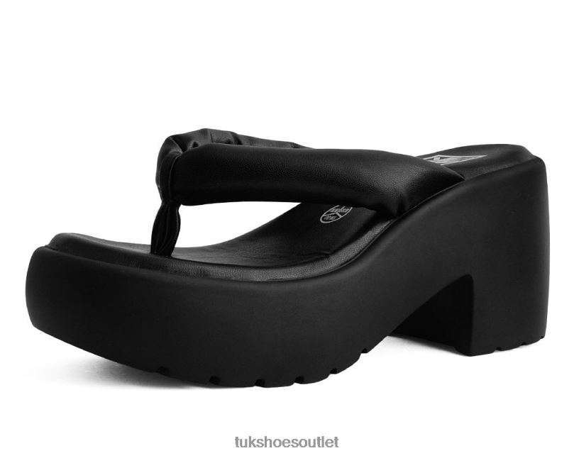 T.U.K. Footwear Strappy Bubble Heel Women Black Footwear HP228312