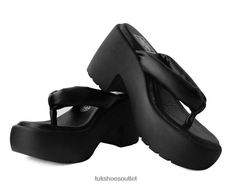 T.U.K. Footwear Strappy Bubble Heel Women Black Footwear HP228312