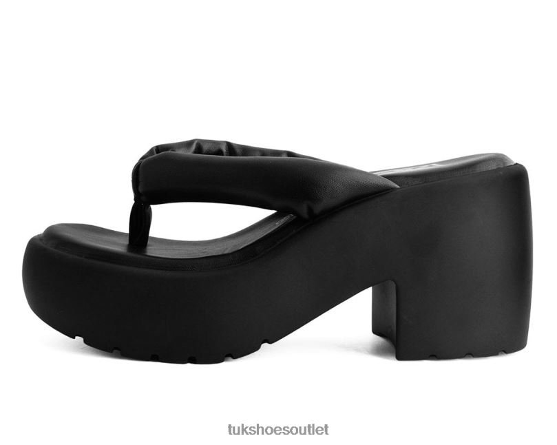 T.U.K. Footwear Strappy Bubble Heel Women Black Footwear HP228312