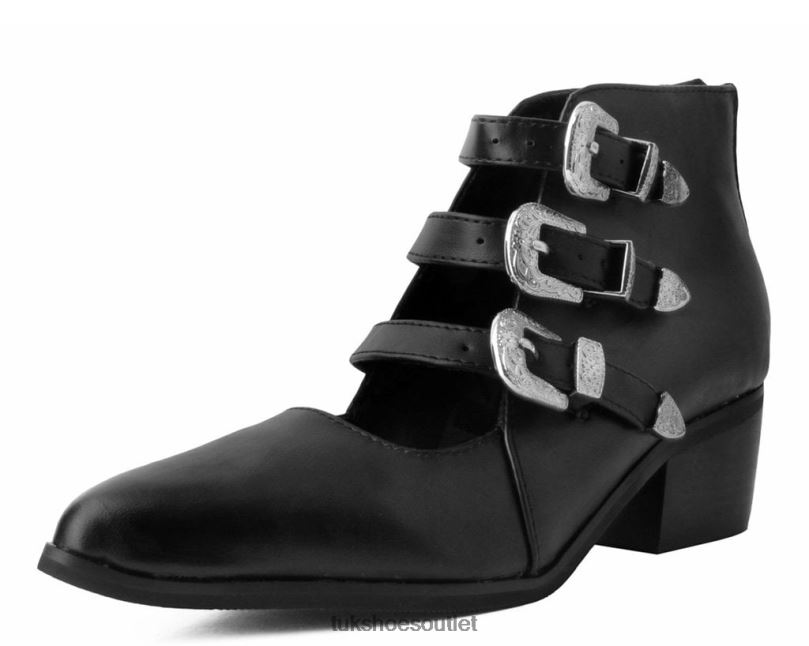 T.U.K. Footwear Western Buckle Block Heel Women Black Footwear HP228180