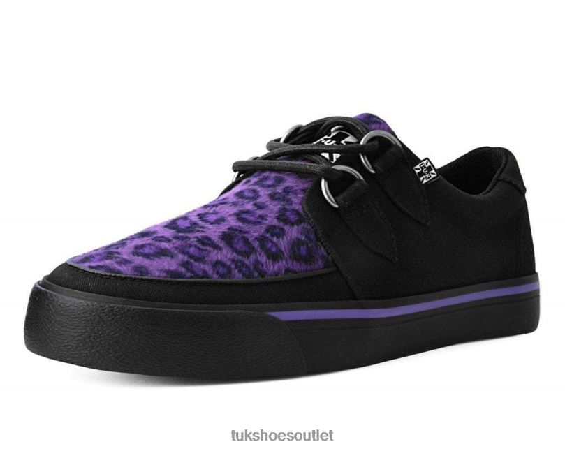 T.U.K. Footwear Leopard D-Ring Sneaker Women Black/Purple Footwear HP228266