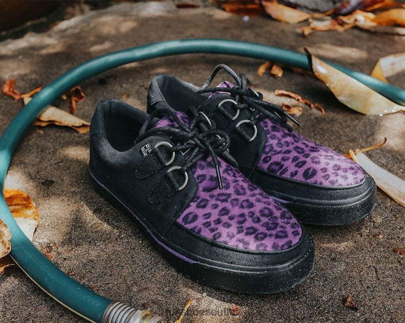 T.U.K. Footwear Leopard D-Ring Sneaker Women Black/Purple Footwear HP228266
