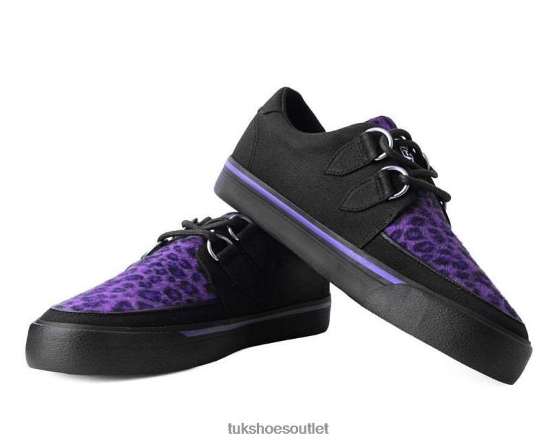 T.U.K. Footwear Leopard D-Ring Sneaker Women Black/Purple Footwear HP228266