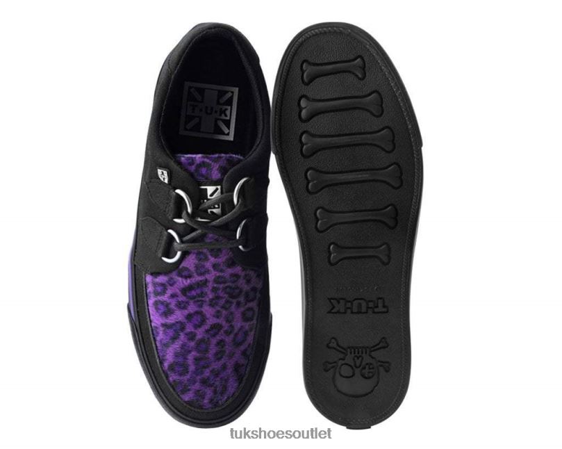 T.U.K. Footwear Leopard D-Ring Sneaker Women Black/Purple Footwear HP228266