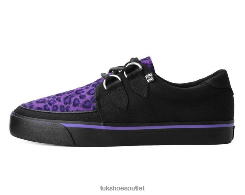 T.U.K. Footwear Leopard D-Ring Sneaker Women Black/Purple Footwear HP228266