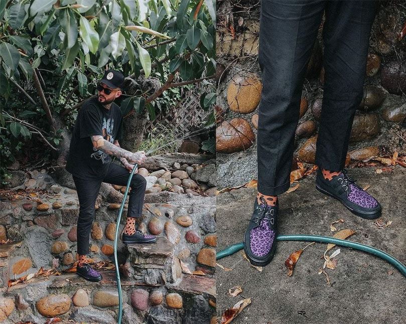 T.U.K. Footwear Leopard D-Ring Sneaker Women Black/Purple Footwear HP228266