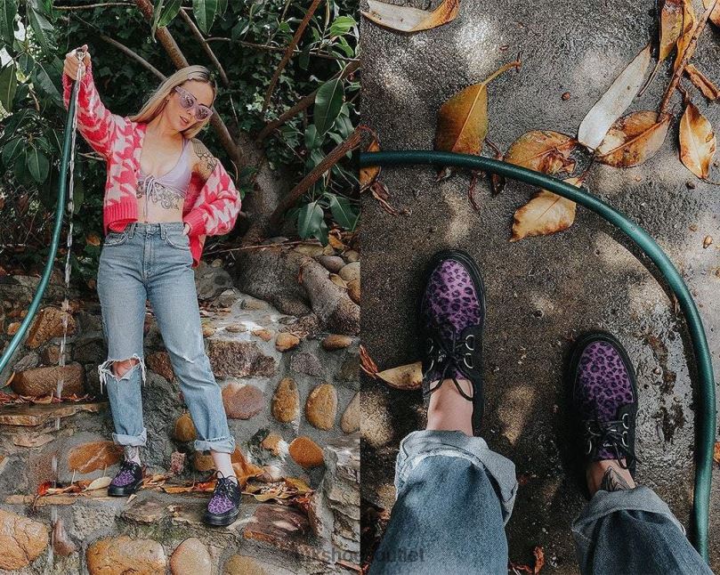 T.U.K. Footwear Leopard D-Ring Sneaker Women Black/Purple Footwear HP228266