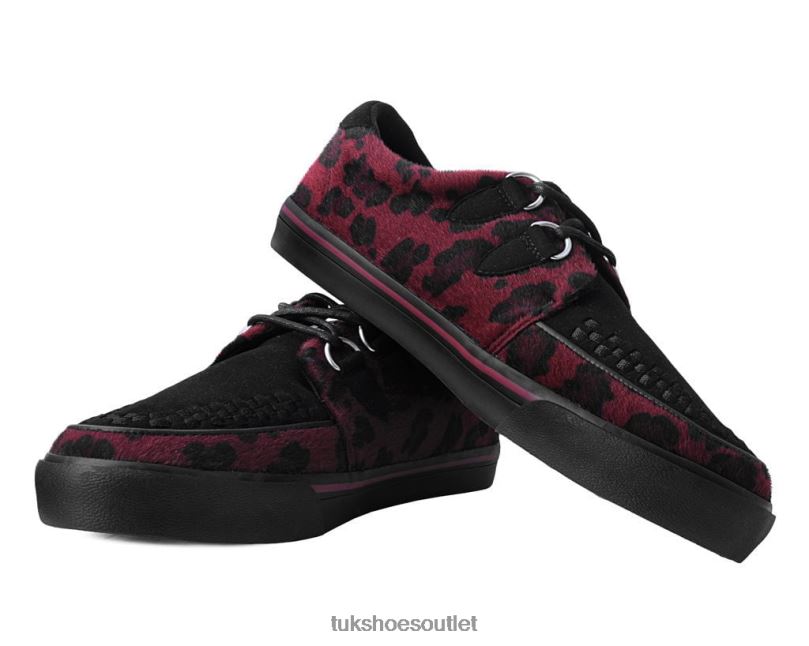 T.U.K. Footwear Leopard Hair Sneaker Women Black/Burgundy Footwear HP228273