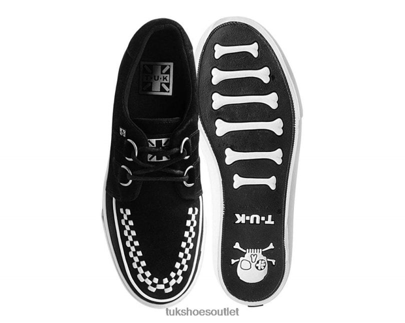 T.U.K. Footwear Suede D-Ring Interlace Sneaker Women Black/White Footwear HP228253