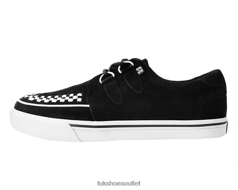 T.U.K. Footwear Suede D-Ring Interlace Sneaker Women Black/White Footwear HP228253