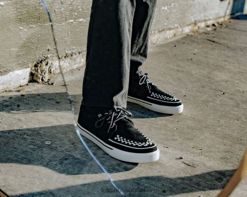 T.U.K. Footwear Suede D-Ring Interlace Sneaker Women Black/White Footwear HP228253