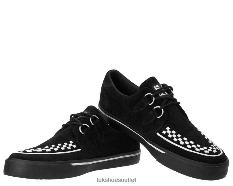 T.U.K. Footwear Suede Interlace Sneaker Women Black/White Footwear HP228242