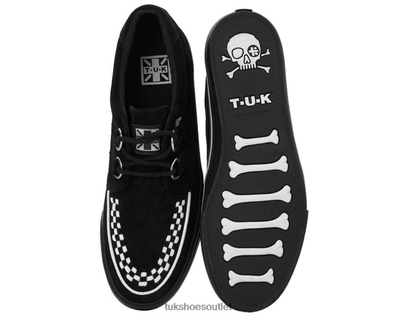 T.U.K. Footwear Suede Interlace Sneaker Women Black/White Footwear HP228242