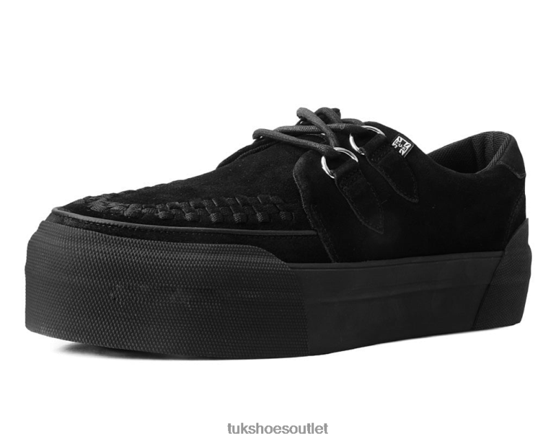 T.U.K. Footwear Suede Platform Creeper Sneaker Women Black Footwear HP228235