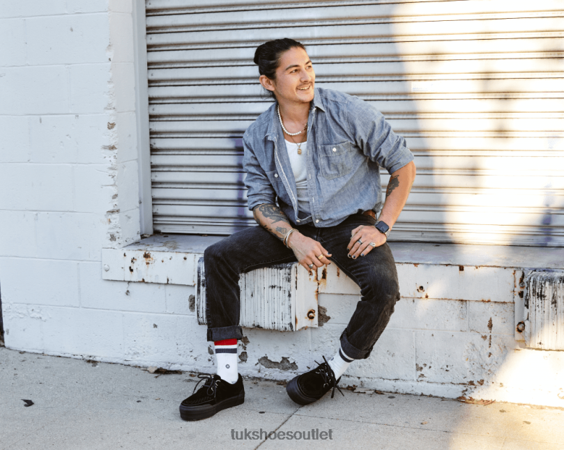 T.U.K. Footwear Suede Platform Creeper Sneaker Women Black Footwear HP228235