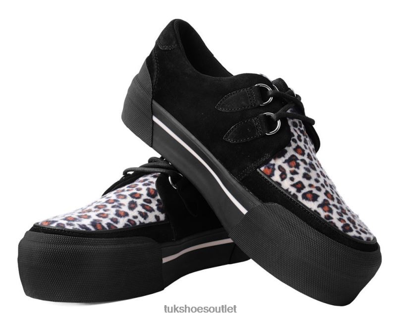T.U.K. Footwear Suede Platform Creeper Sneaker Women Black/Leopard Footwear HP228249