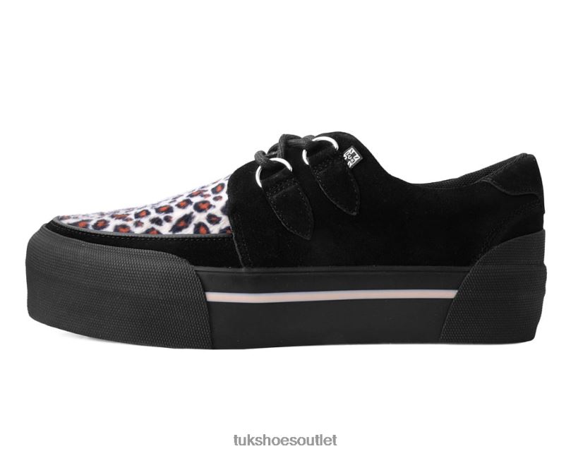 T.U.K. Footwear Suede Platform Creeper Sneaker Women Black/Leopard Footwear HP228249